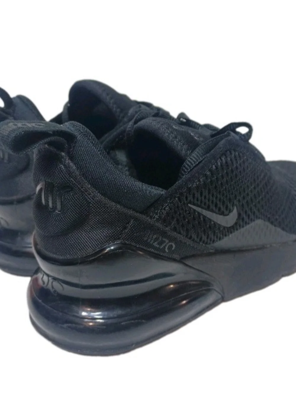 Nike Air Max 270 Triple Black kids Sneakers, Size 3Y AO2372-006